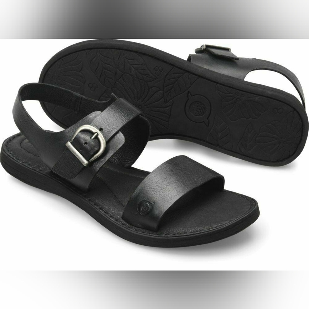 BORN | NIB Size 6 Women's Black Selway  Leather Sandals with Adjustable Straps.